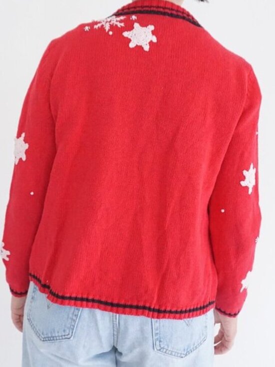 Vintage Kakit Winter Ski Snowflake Festive Cardigan Holiday Retro 90s Sweater S - Picture 2 of 10